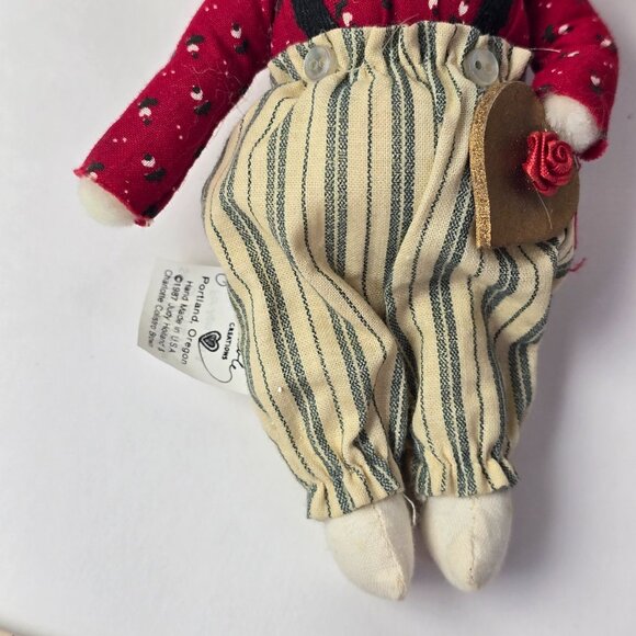 Vintage Christmas Ornament Bunny Rabbit Plush Hanging 1987 Judy Hoiland Portland - Picture 3 of 8